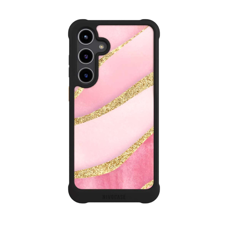 Galaxy S24 + NIVOmax Pink Marble Goldprint Stripes