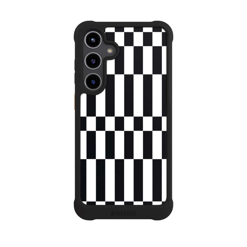 Galaxy S24 + NIVOmax Checked Abstract Bold Black and White Color Block