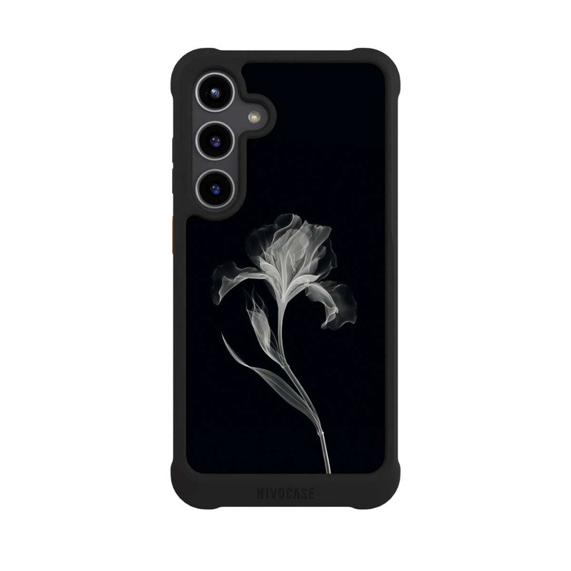 Galaxy S24 + NIVOmax Fleur négative Gris sur noir avec IA