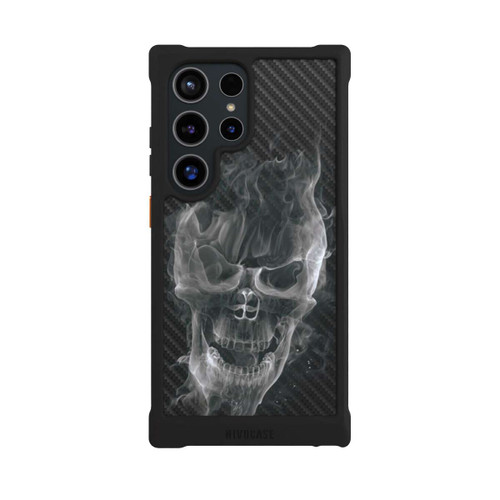 Samsung Galaxy S24 Ultra NIVOmax rauchender Totenkopf Carbon