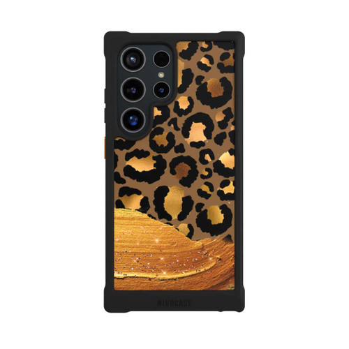 Samsung Galaxy S24 Ultra NIVOmax Dunkelgoldener Leoparden Glitzerlook