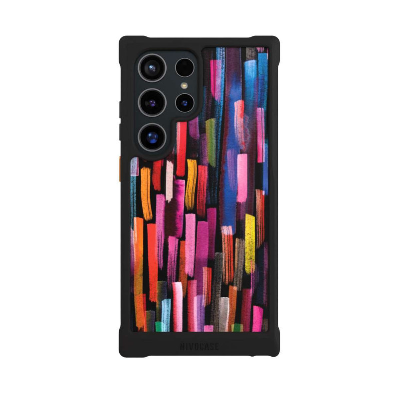 Galaxy S24 Ultra NIVOmax Coups De Pinceaux Colorés Noir
