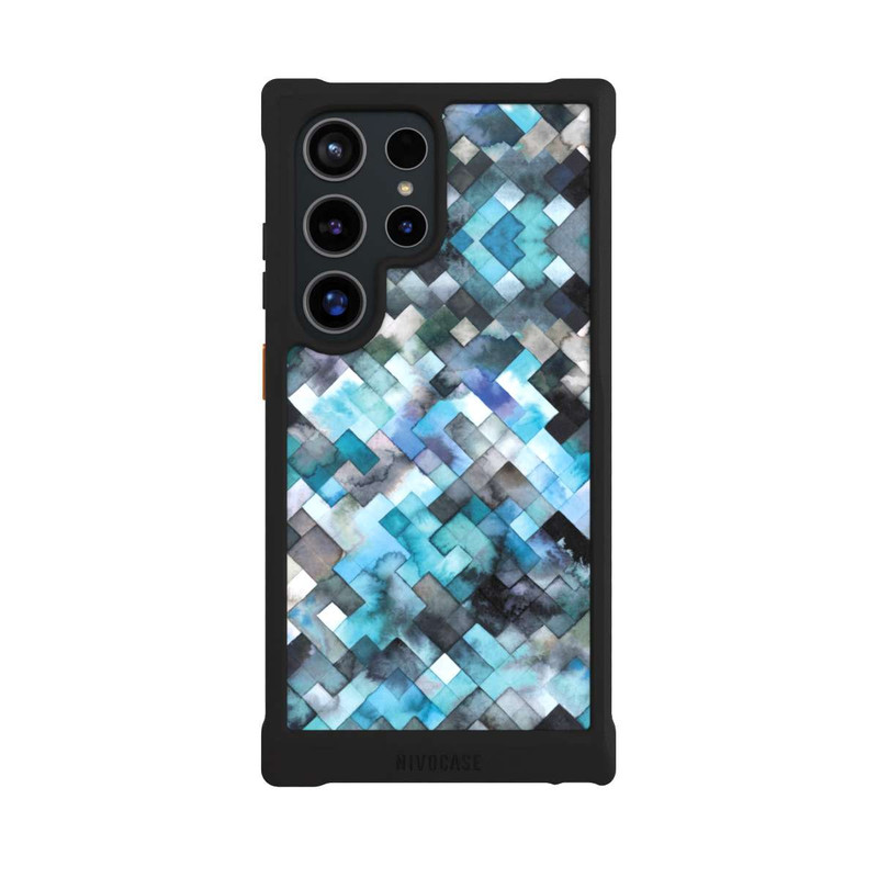 Galaxy S24 Ultra NIVOmax stimmungsvolles geometrisches Muster blau