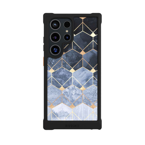 Samsung Galaxy S24 Ultra NIVOmax Blue Hexagons And Diamonds Gold Print
