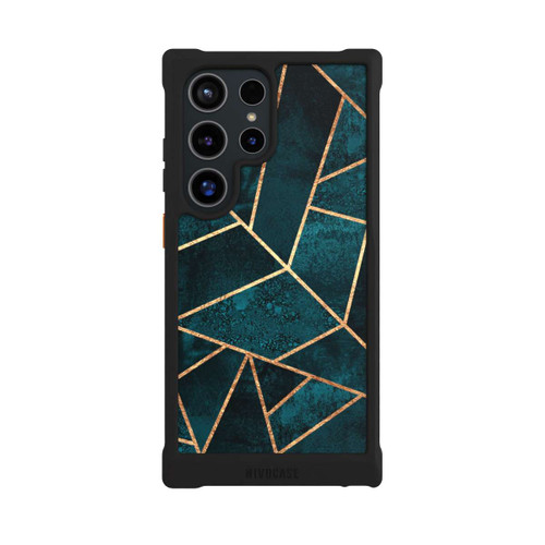 Samsung Galaxy S24 Ultra NIVOmax Tief Blaugrün Stein Gold Druck