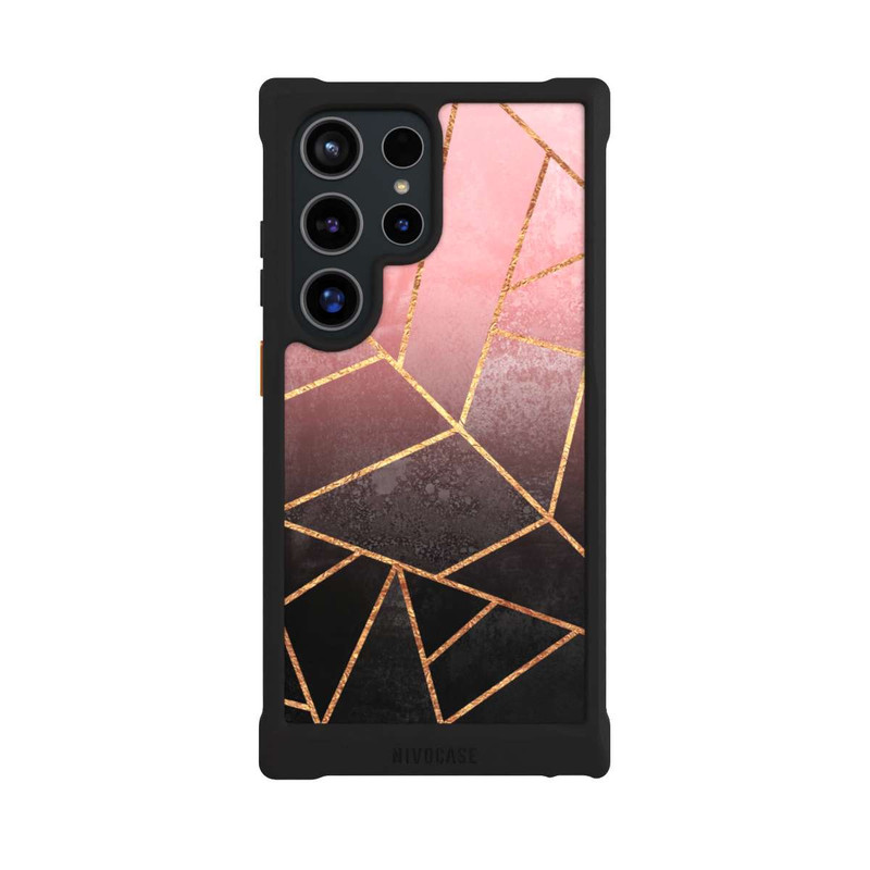 Galaxy S24 Ultra NIVOmax Imprimé Pierre Or Rose Et Noir