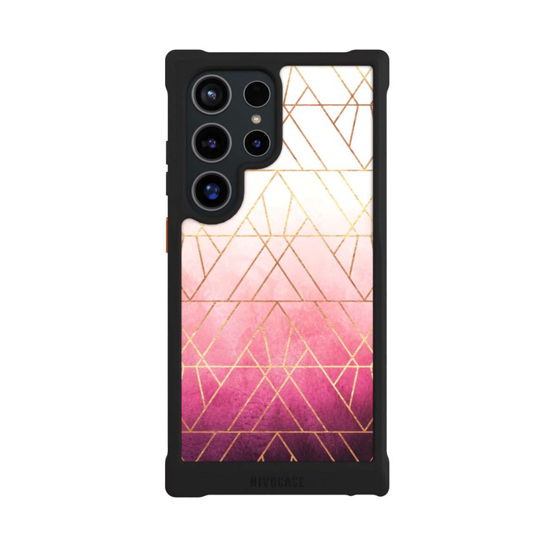 Galaxy S24 Ultra NIVOmax Pink Ombre Dreiecke Golddruck