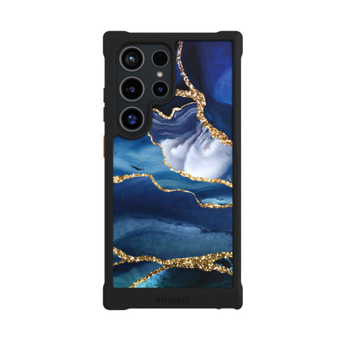 Samsung Galaxy S24 Ultra NIVOmax  Blauer Marmor Gold Glitzer Look