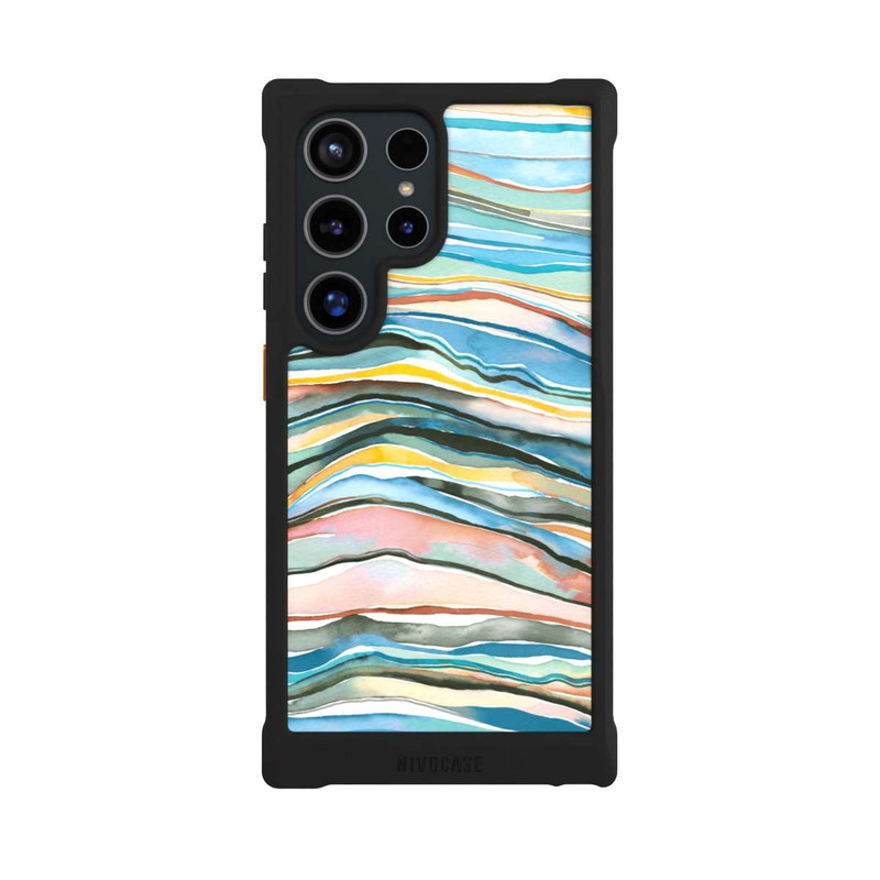 Galaxy S24 Ultra NIVOmax Couches d'agate aquarelle bleues