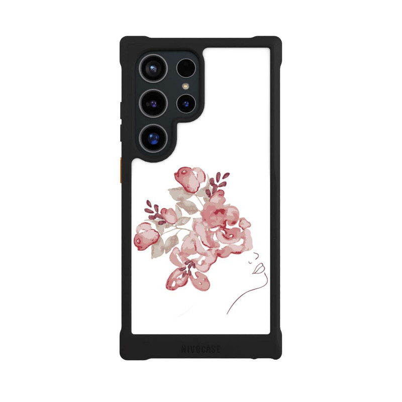 Galaxy S24 Ultra NIVOmax Line Art Fleurs de visage de femme