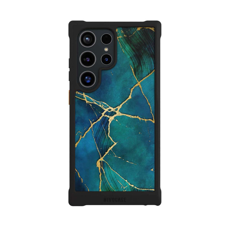 Galaxy S24 Ultra NIVOmax Look minéral glamour bleu or