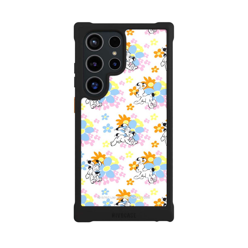Galaxy S24 Ultra NIVOmax Idéfix sur fleurs colorées