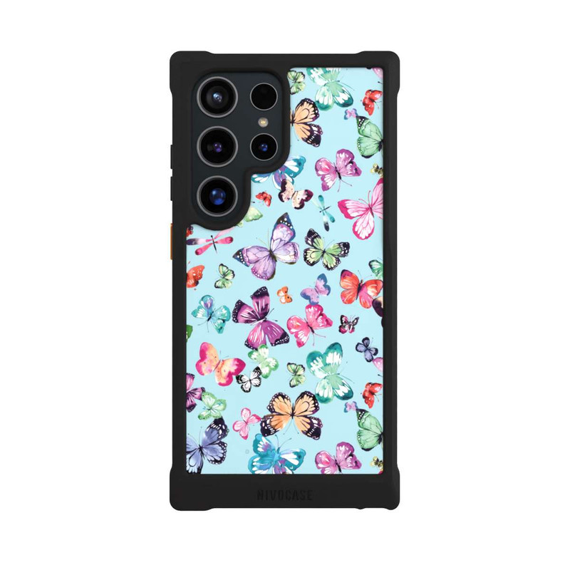 Galaxy S24 Ultra NIVOmax Papillons Rose Orange Bleu