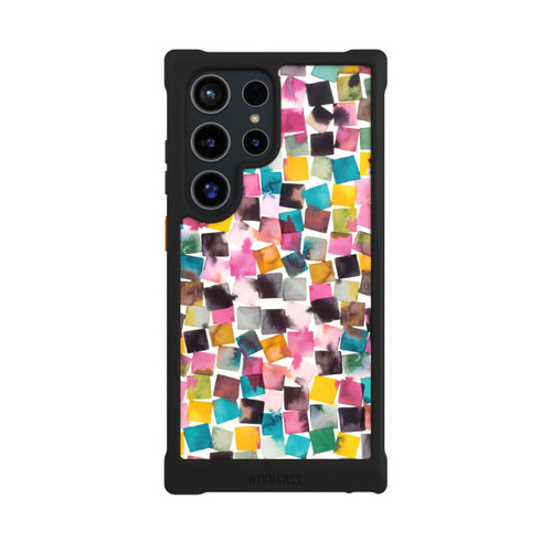 Samsung Galaxy S24 Ultra NIVOmax Aquarell geometrische Plaids rosa