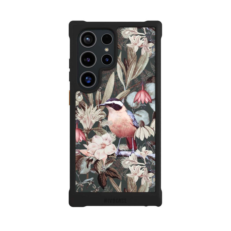 Galaxy S24 Ultra NIVOmax Orange Bird in Vintage Flower Pattern