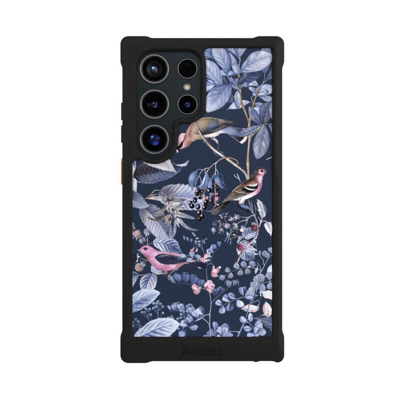 Galaxy S24 Ultra NIVOmax Vögel und Beeren blau