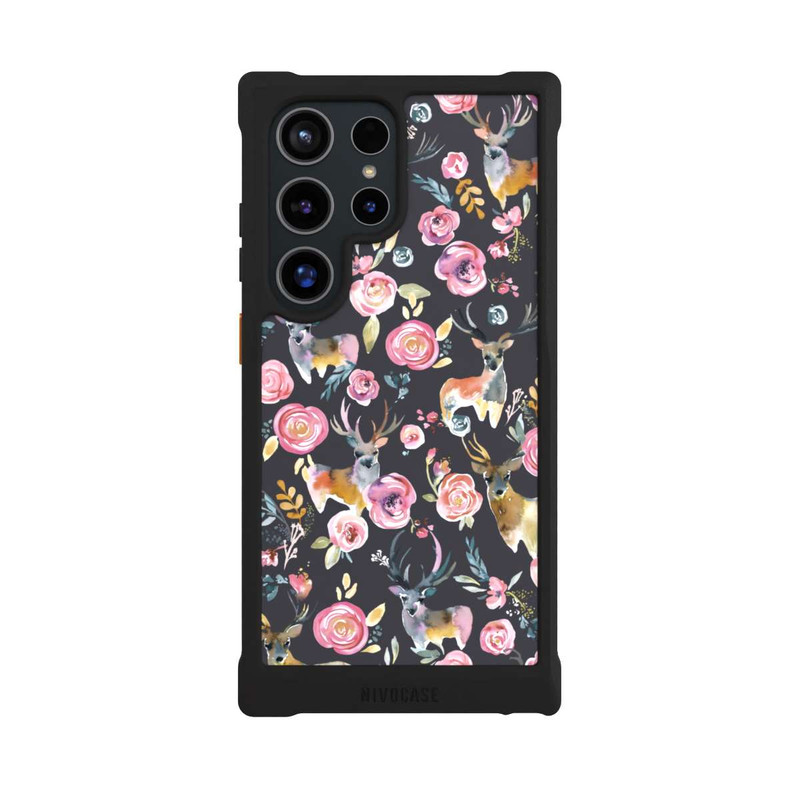 Galaxy S24 Ultra NIVOmax Cerfs et fleurs Anthracite