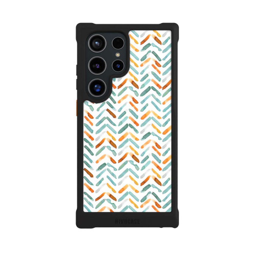 Samsung Galaxy S24 Ultra NIVOmax Elegantes Herbstchevron Blau Orange