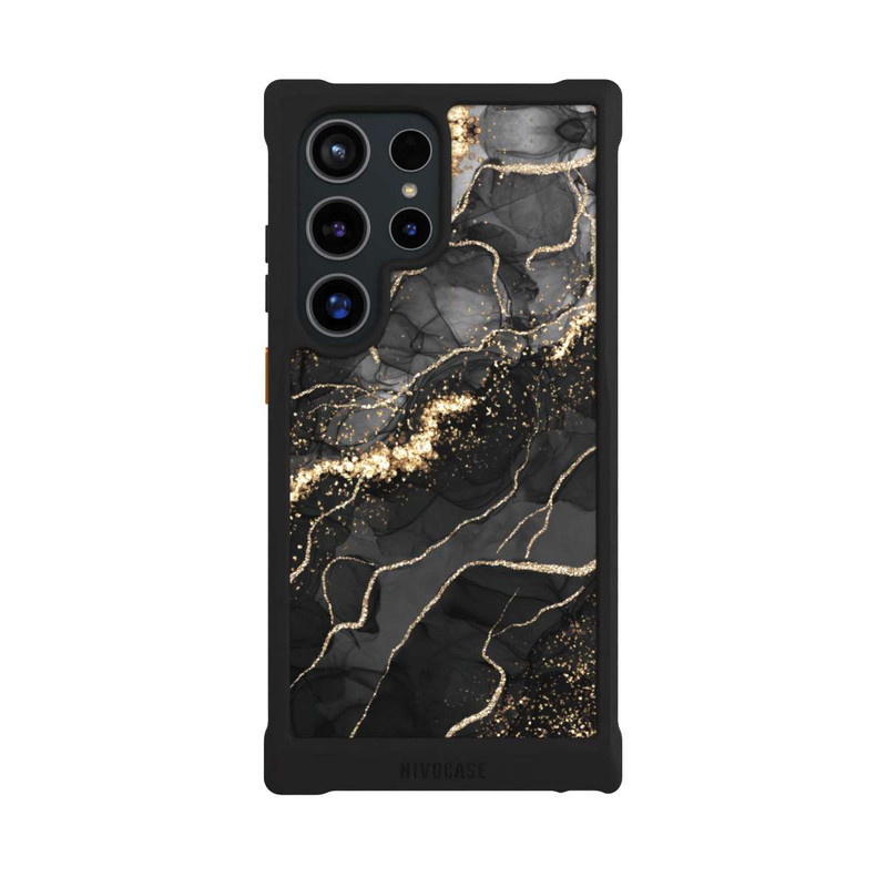 Galaxy S24 Ultra NIVOmax Dunkler Marmor Wirbel Goldoptik
