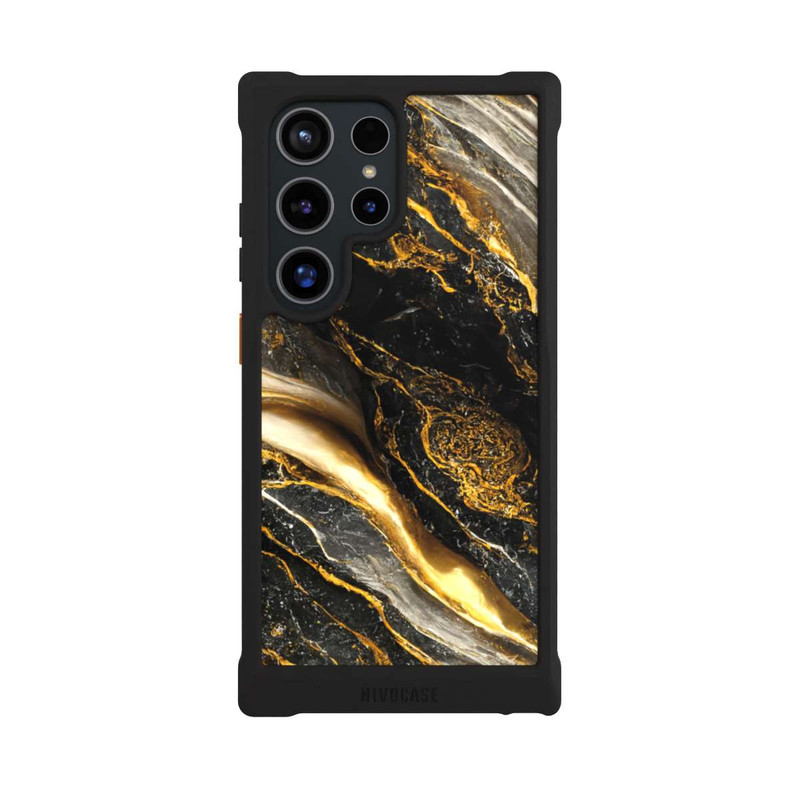 Galaxy S24 Ultra NIVOmax Schwarze Marmor Goldschichten