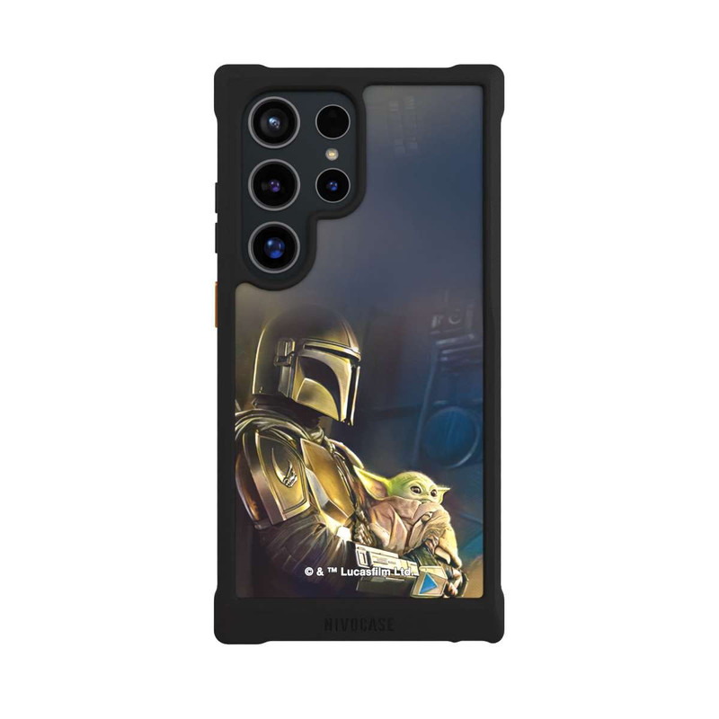 Galaxy S24 Ultra NIVOmax Mandaloriens et Grogu à l'intérieur du vaisseau