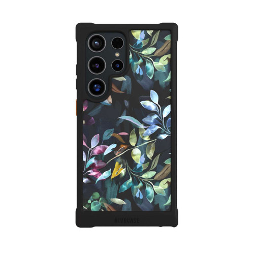 Samsung Galaxy S24 Ultra NIVOmax Mystische Aquarellblätter schwarz