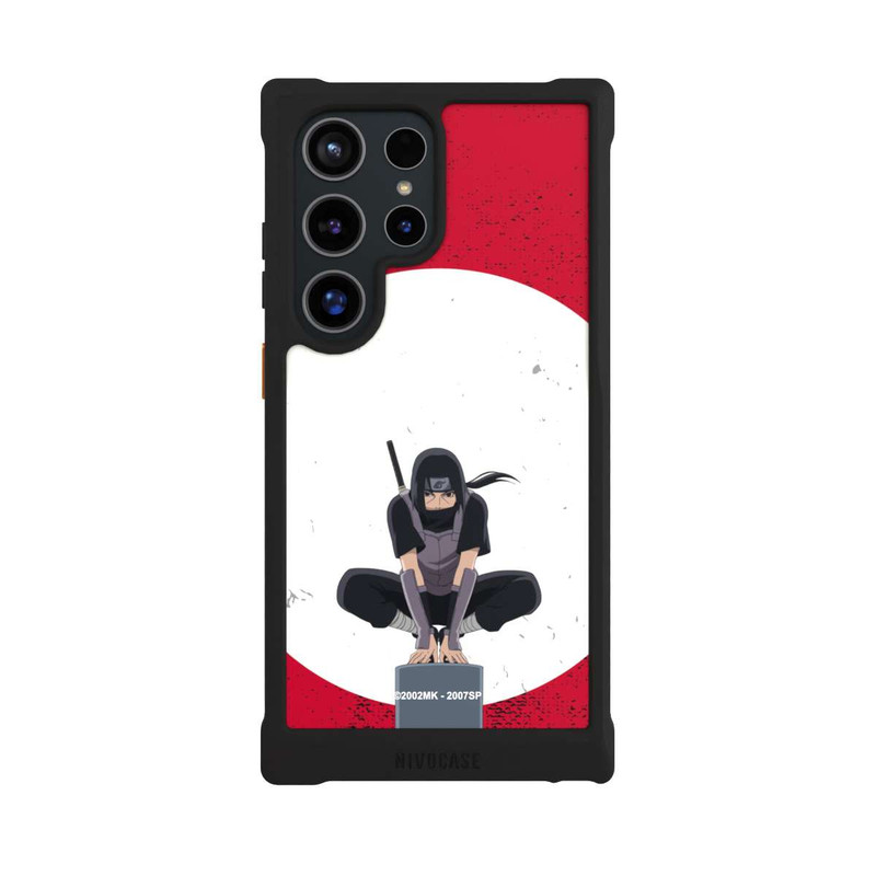 Galaxy S24 Ultra NIVOmax Symbole Itachi Uchiha fond rouge
