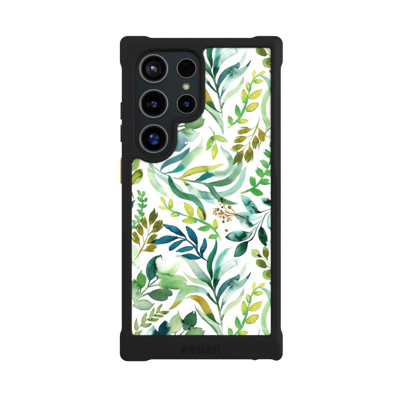 Galaxy S24 Ultra NIVOmax Aquarell Palmenblätter Botanisch Grün
