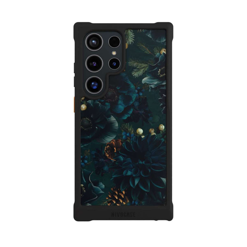 Galaxy S24 Ultra NIVOmax Flowers Pattern Green and Blue