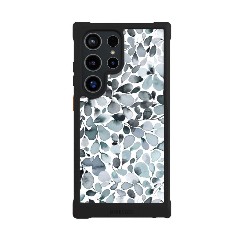 Galaxy S24 Ultra NIVOmax Eucalyptus Watercolor Leaves Grey