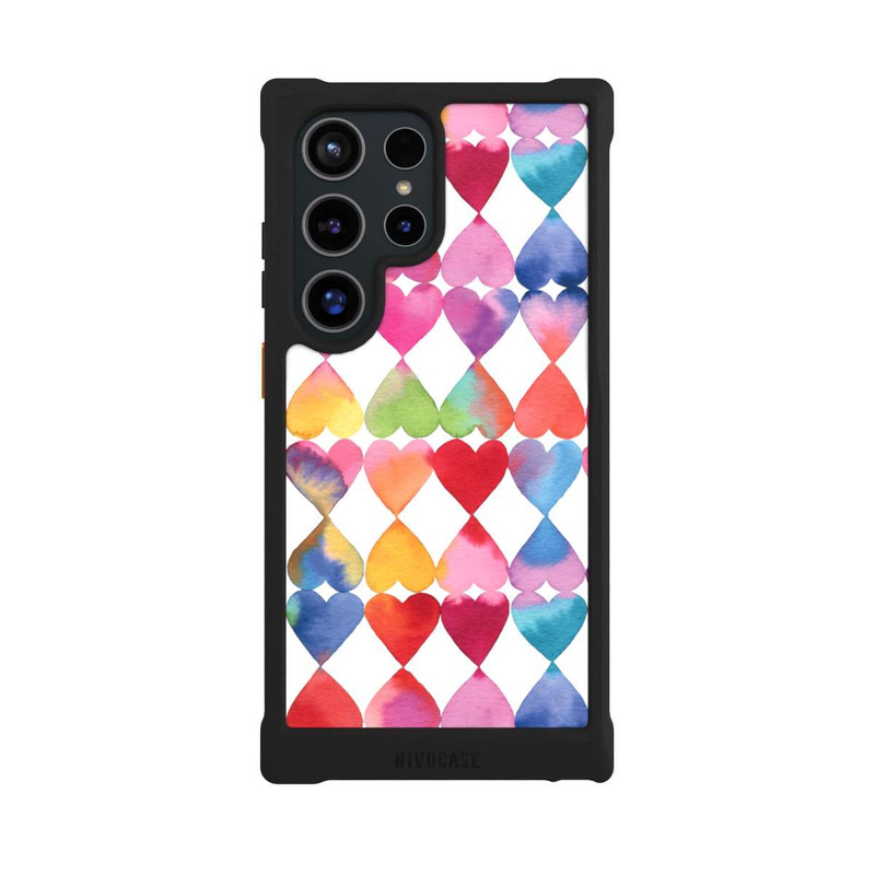 Galaxy S24 Ultra NIVOmax Colorful Watercolor Hearts Pattern