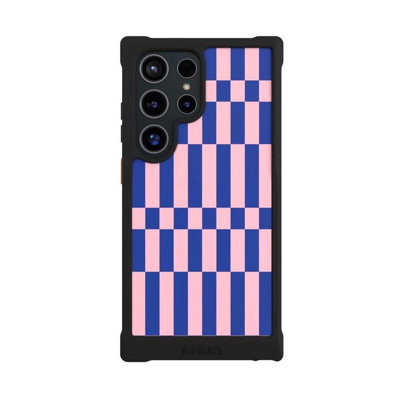 Galaxy S24 Ultra NIVOmax Checked Abstract Bold Electric Blue and Pink Color Block