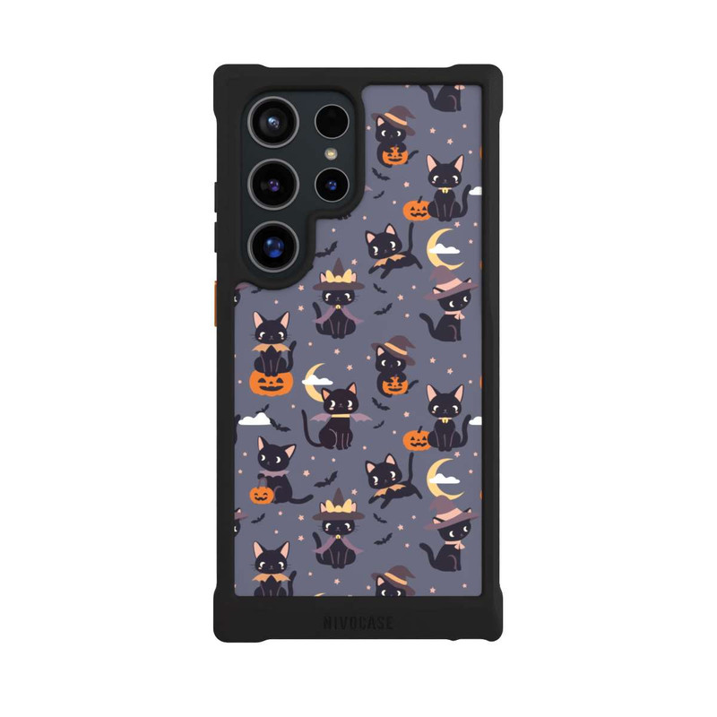 Galaxy S24 Ultra NIVOmax Cute Halloween Witch Cats and Pumpkins