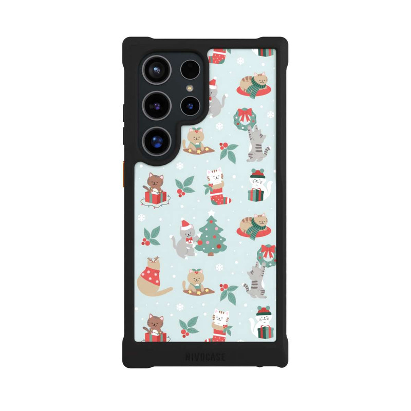 Galaxy S24 Ultra NIVOmax festliche Katzen im Winterwunderland