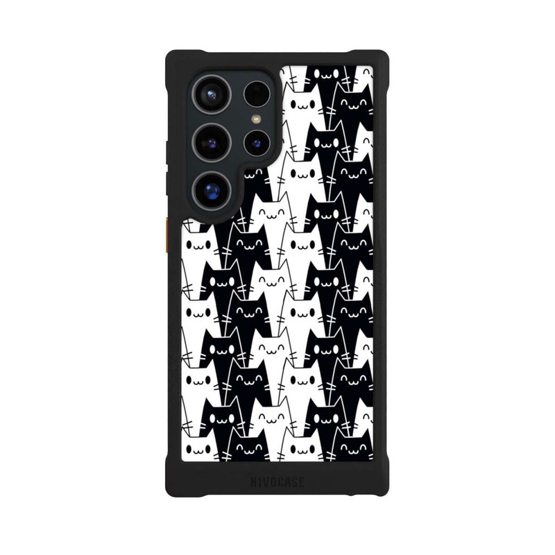Galaxy S24 Ultra NIVOmax Papier Peint Chat Noir Blanc