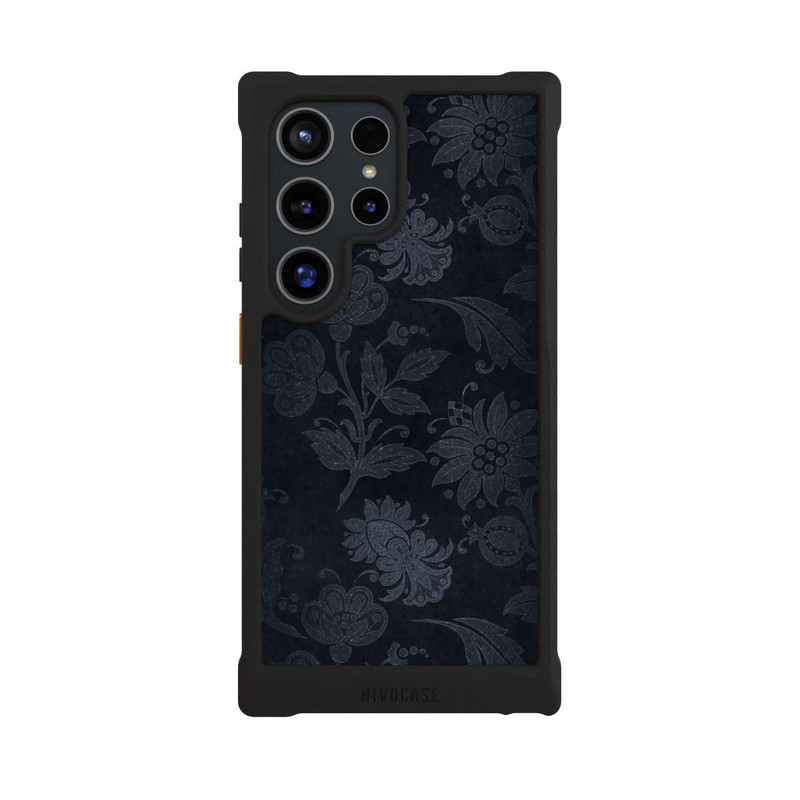 Galaxy S24 Ultra NIVOmax  Silberne Blumen auf Samt