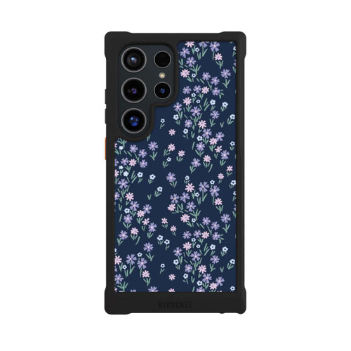 Samsung Galaxy S24 Ultra NIVOmax Thème Floral Bleu Foncé