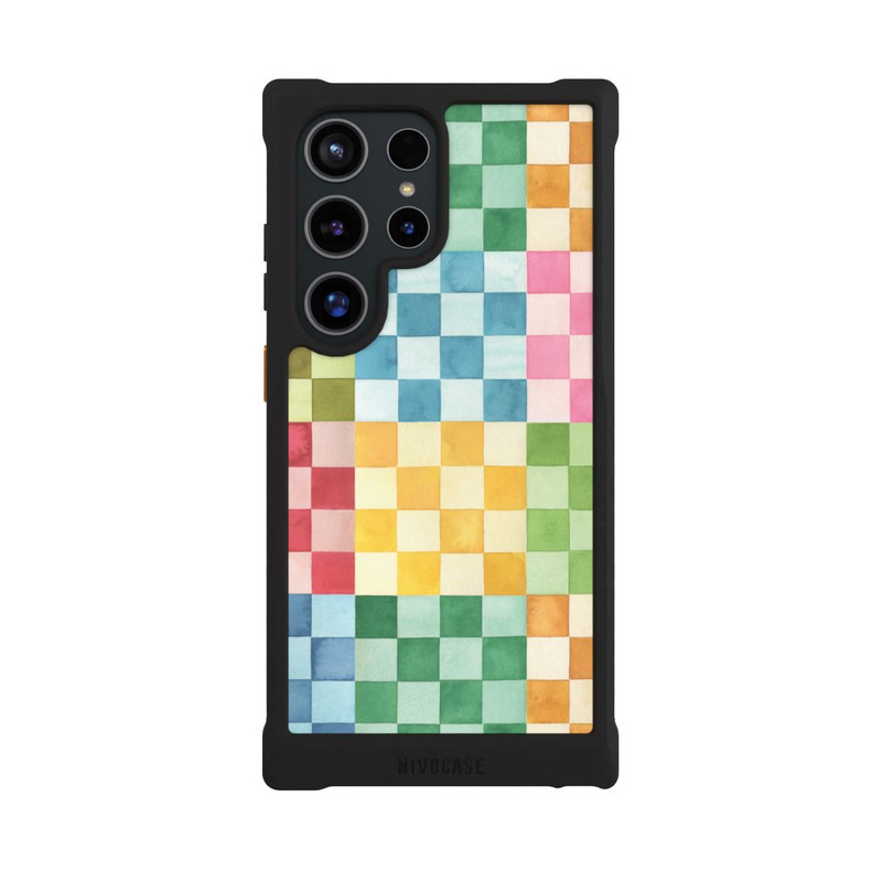 Galaxy S24 Ultra NIVOmax Checkerboard Watercolor Chess Geometric Red