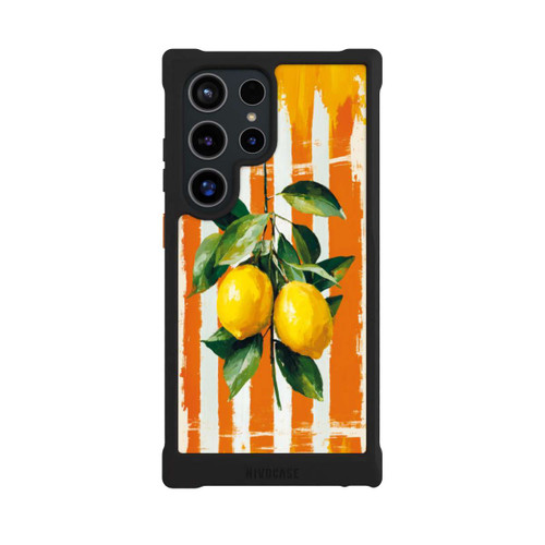 Samsung Galaxy S24 Ultra NIVOmax Zitronen auf gestreiftem Hintergrund Sommer mit KI