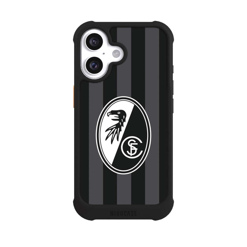 iPhone 16 NIVOmax SC Freiburg - Grau Gestreift