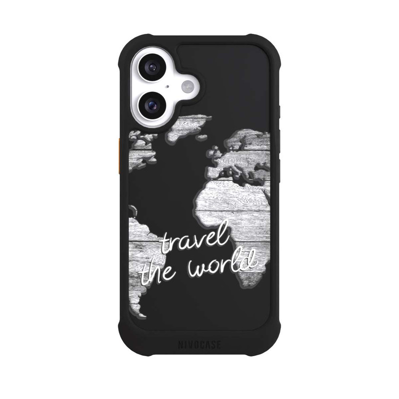 iPhone 16 NIVOmax Carte du Monde Bois sans Fond