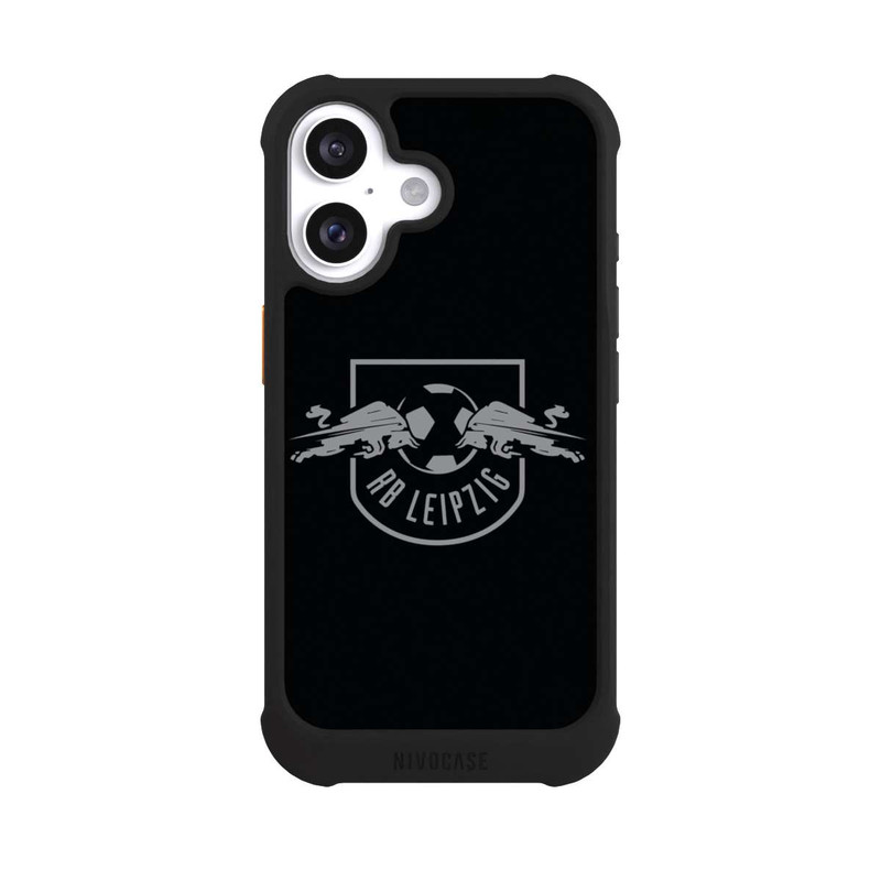 iPhone 16 NIVOmax Graues RB Leipzig Logo auf Schwarz