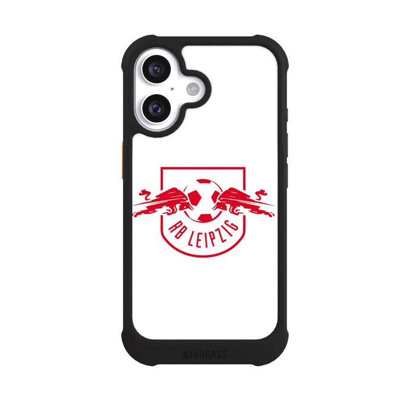 iPhone 16 NIVOmax Rotes RB Leipzig Logo auf Weiß