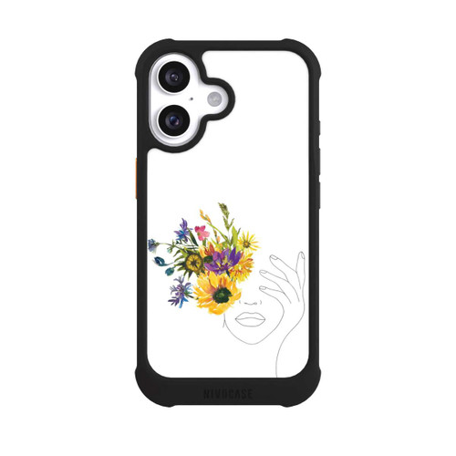 Apple iPhone 16 NIVOmax Line Art Frau Sonnenblumen