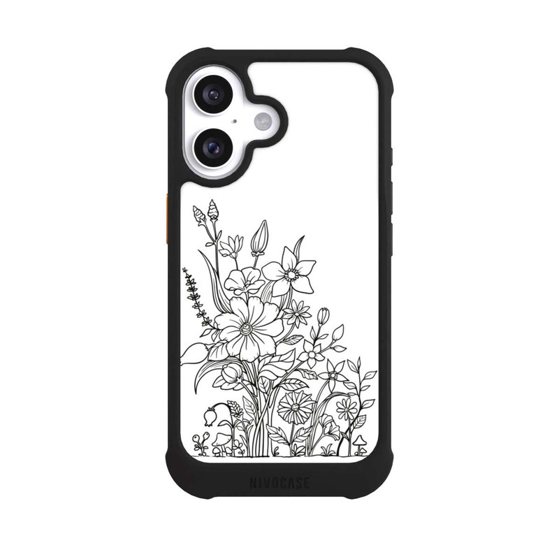 iPhone 16 NIVOmax Blumen Linienkunst