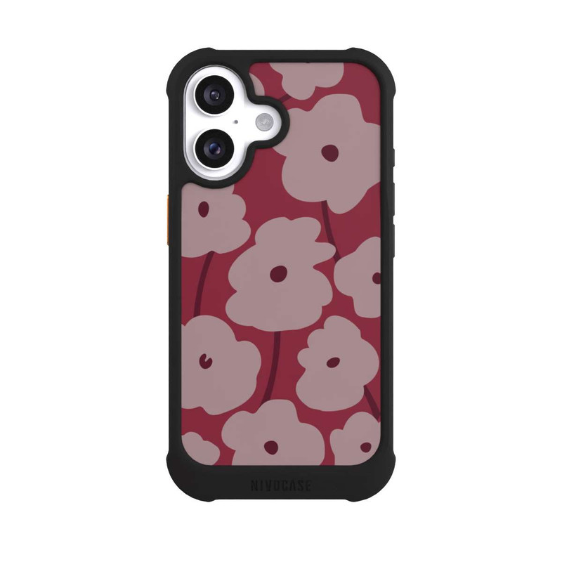iPhone 16 NIVOmax Minimalistische Blumen Bordeaux