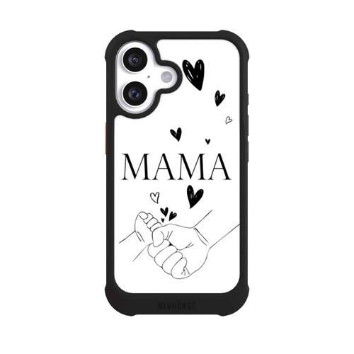 Apple iPhone 16 NIVOmax Muttertag Line Art Hände Schwarz Weiß