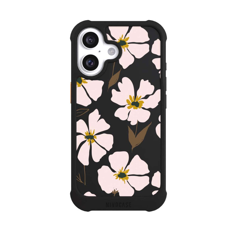 iPhone 16 NIVOmax Simple Pastell Flowers Rose Transparent