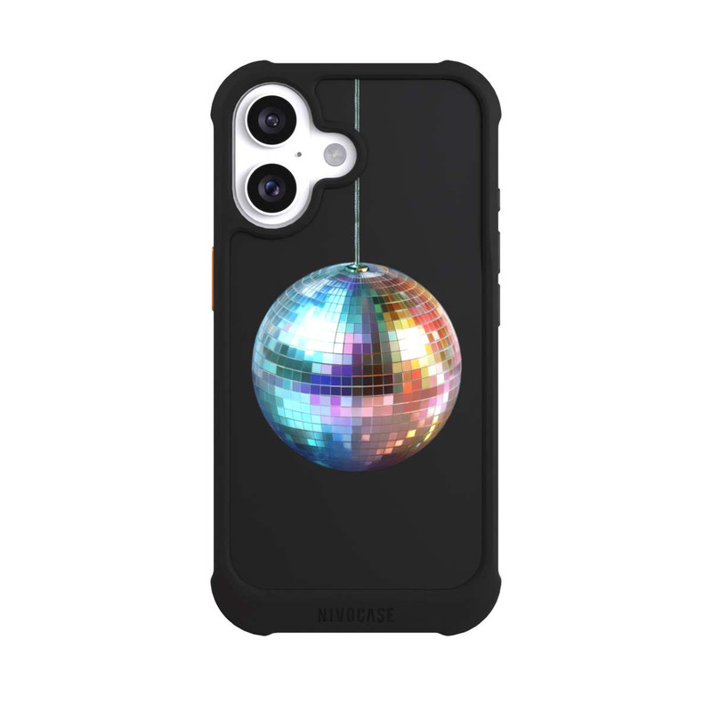 iPhone 16 NIVOmax Disco Balls Party Blue Gold Transparent with AI