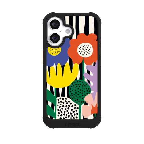 Apple iPhone 16 NIVOmax Flowers Striped Background